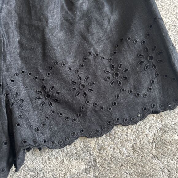 Rachel Parcell Shorts Womens XS Eyelet Linen Black Pockets Elastic Band Stretch - Picture 6 of 7